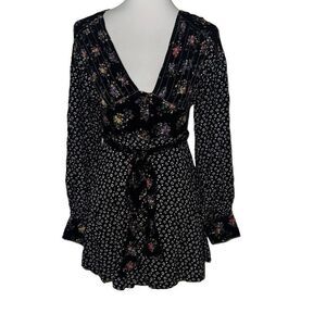 Free People Womens Wonderland Printed A-Line Mini Dress Floral sz S Small